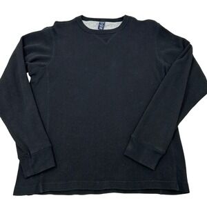 Gap Mens Thermal Shirt Waffle Knit Medium Black V-Stitch Vintage Gorpcore Y2K
